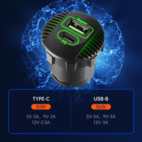 Chargeur de voiture Type C 66W, chargeur de téléphone de voiture caché, charge rapide, double port, mini chargeur USB de voiture pour iPhone Samsung Android