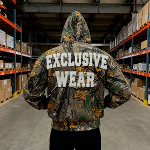 <span class=keywords><strong>Felpa</strong></span> con Cappuccio e Zip per <span class=keywords><strong>Uomo</strong></span> con Logo Personalizzato, Stampa Camouflage Urbana, 100% Cotone Poliestere, Grafica Mimetica Unica e Cerniera in Metallo Argento - Product Image 5