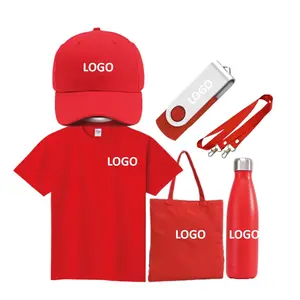 2022 New Custom lanyard Hat Water bottle t shirt gift set Company exhibition Christmas promotional gifts items for corporate