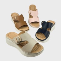 Sandales Mules à Talon Compensé pour Femme,Boucle Réglable,Semelle Soutien Voûte Plantaire,Chaussures d'été Confortables