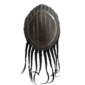 Sistemas de Cabello Humano Virgen Indio # Toupee de Seda con <span class=keywords><strong>Trenzas</strong></span> Estilo Cornrow en Color Negro 1B, Base de Seda 8x10 <span class=keywords><strong>para</strong></span> <span class=keywords><strong>Hombre</strong></span> - Product Image 3