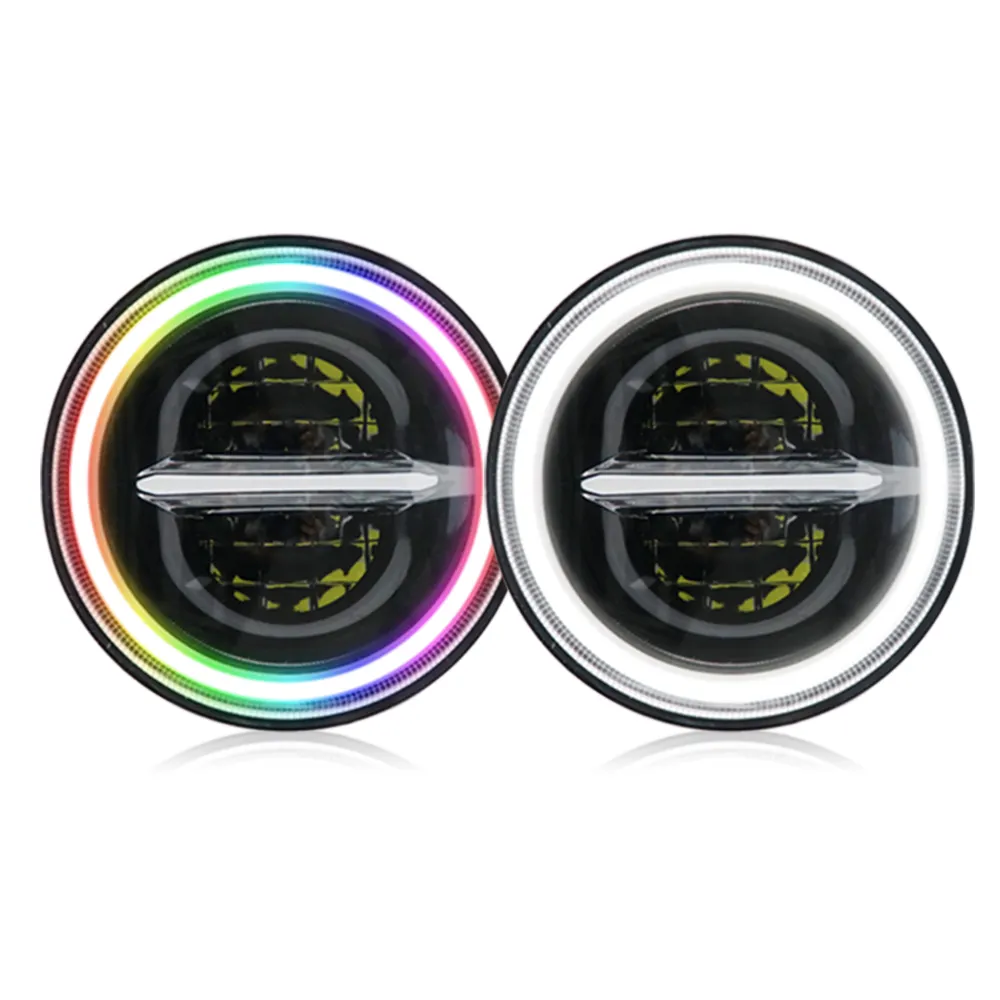 W205-projecteur DRL, phare LED rond de moto, 7 pouces, pour JK JL TJ, bague d'ange modifiable