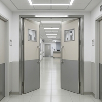 Porte battante médicale sur mesure à double battant, en acier galvanisé haute vitesse, avec cadre, pour hôpital
