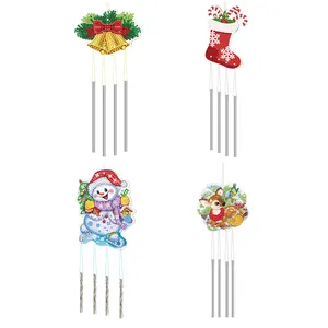 Diamond Painting Wind Chimes 5D Christmas Bell snowman Shaped DIY Wind Bell Hanging Pendant Home Garden Decoration Ornament