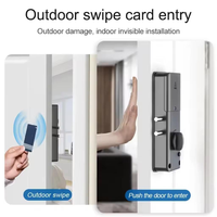 Pas de perçage Smart Invisible Porte intérieure Invisible Loc Kmetal Porte en fer Noir Swipe Card Serrure à induction électronique Serrure TUYA