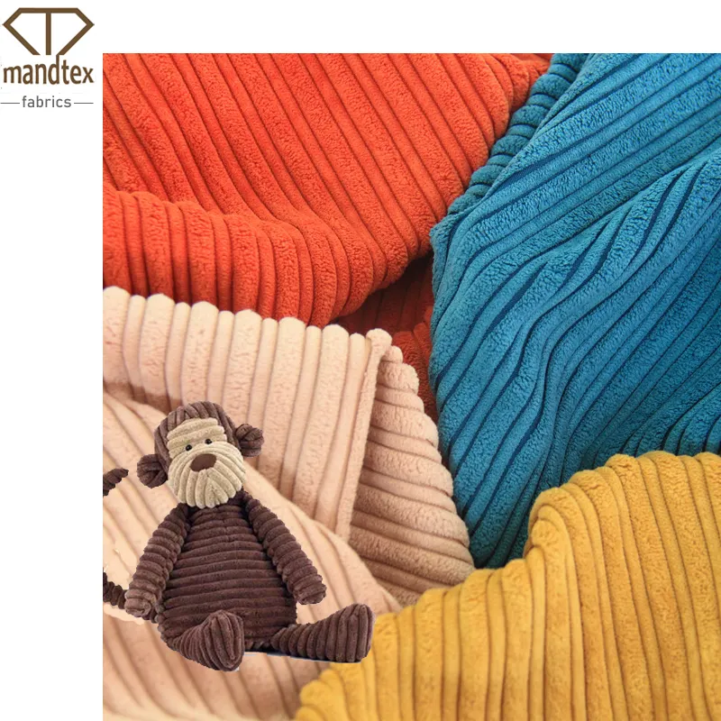 Mand textile wholesale good cheap eco 100 polyester cut velvet cloth soft comfortable corduroy fabric for toys