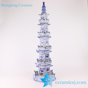 RZKR03-110cm porcelaine Pogoda céramique bleu et blanc tour Sculpture sculpture ornements <span class=keywords><strong>Art</strong></span> céramique créatif 110cm de haut - Product Image 2