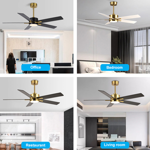 Quạt trần đèn LED trang trí trong nhà, cánh gỗ 5 lớp, động cơ DC êm ái, có điều khiển từ xa - Product Image 5