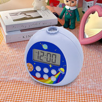 Réveil numérique avec projecteur de lumière nocturne LCD, minuterie, affichage numérique, plastique, personnalisé, tendance, pour enfants, entraîneur de sommeil intelligent