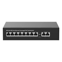 Switch PoE de 8 Puertos 10/100Mbps + 2 Puertos Gigabit Uplink No Administrado, 48V, Compatible con VLAN, Plug-and-Play para Cámaras IP Hikvision y CCTV