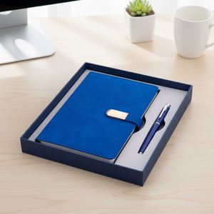 Personalized Custom Simple and Fresh Blue A5 <b>Notepad</b> Signature Pen Set Business Notebook Office Meeting Gift Box Printing logo - Product Image 1