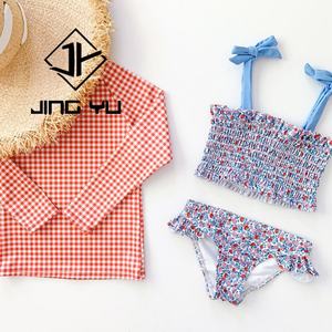 Traje de Baño Personalizado con Estampado de Playa, Bikini con Volantes para Niñas, OEM, Poliéster Reciclado, Traje de Baño de Una Pieza para Niños - Product Image 4