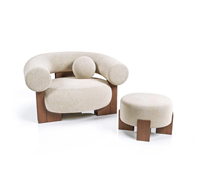 Salon nordique moderne populaire 1 siège fauteuil canapé cadre en bois massif lin tissu couvre salon paresseux chaise simple