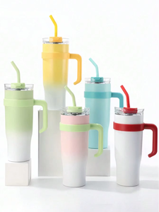 40oz Stainless Steel Tumbler <b>Double</b> <b>Wall</b> Vacuum Insulated Travel Mug With Handle and Straw Custom Logo - Product Image 1