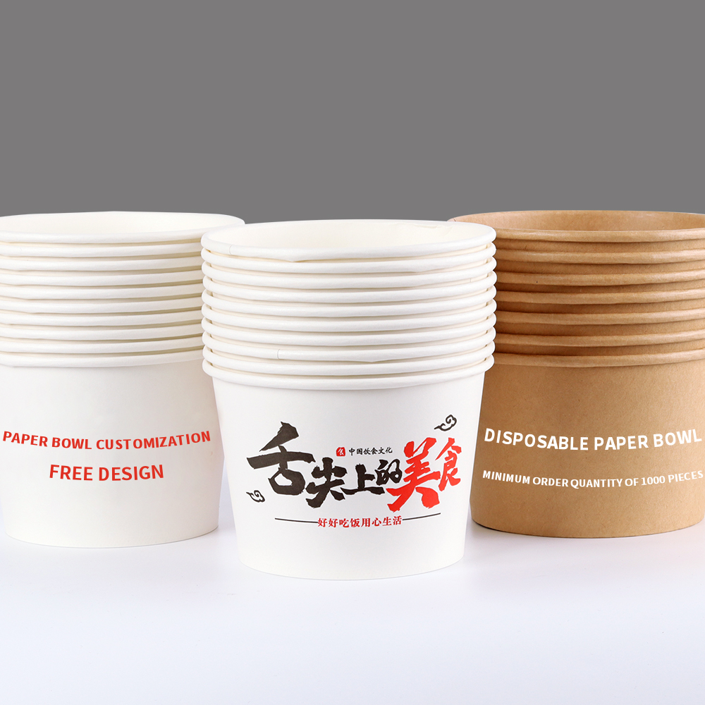 Sustainable Recyclable Oil-Resistant and Waterproof Food Grade Paper Fast Food Takeaway Salad Snack Milk Plates Bowl with Lid