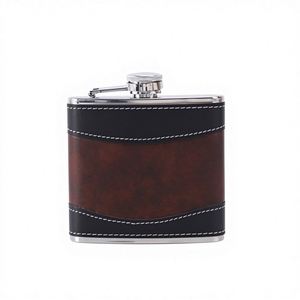 Wholesale Custom Stock 6Oz 7Oz 8Oz Leather Pouch 304 Stainless Steel Thickened Leather <b>Wine</b> Flask Portable Outdoor Hip Flask - Product Image 1