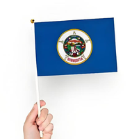 Drapeaux en polyester personnalisés imprimés numériquement, mini 14x21cm, tous pays, imperméables, écologiques, avec mât de drapeau en plastique réglable