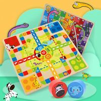 2024 haute qualité en bois 2 en 1 jeu d'échecs Ludo jouets serpents et échelles jeux pour enfants