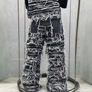 Quần Jean Nam Phong Cách Vintage Mỹ, Dáng Rộng, Cao Cấp, Chất Nặng, Màu Đen, Kiểu Mèo Râu, Quần Boyfriend Oversize - Product Image 3