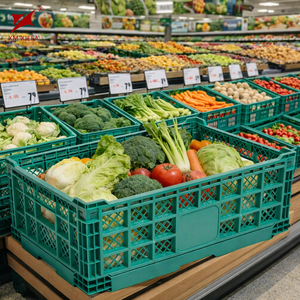 Caja Plegable de <span class=keywords><strong>Plástico</strong></span> Ventilada y Apilable para Almacenamiento de Frutas y Verduras en Agricultura - Product Image 2