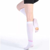 Chaussettes anti-embolie Beili White 15-21 mmHg, longues jusqu'au genou, pour le soin des jambes, en nylon/spandex, respirantes et confortables