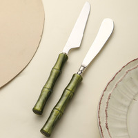 Ensemble de couteau, fourchette et cuillère en acier inoxydable 304, design bambou, finition miroir moderne minimaliste, manche en acrylique, pour repas occidentaux