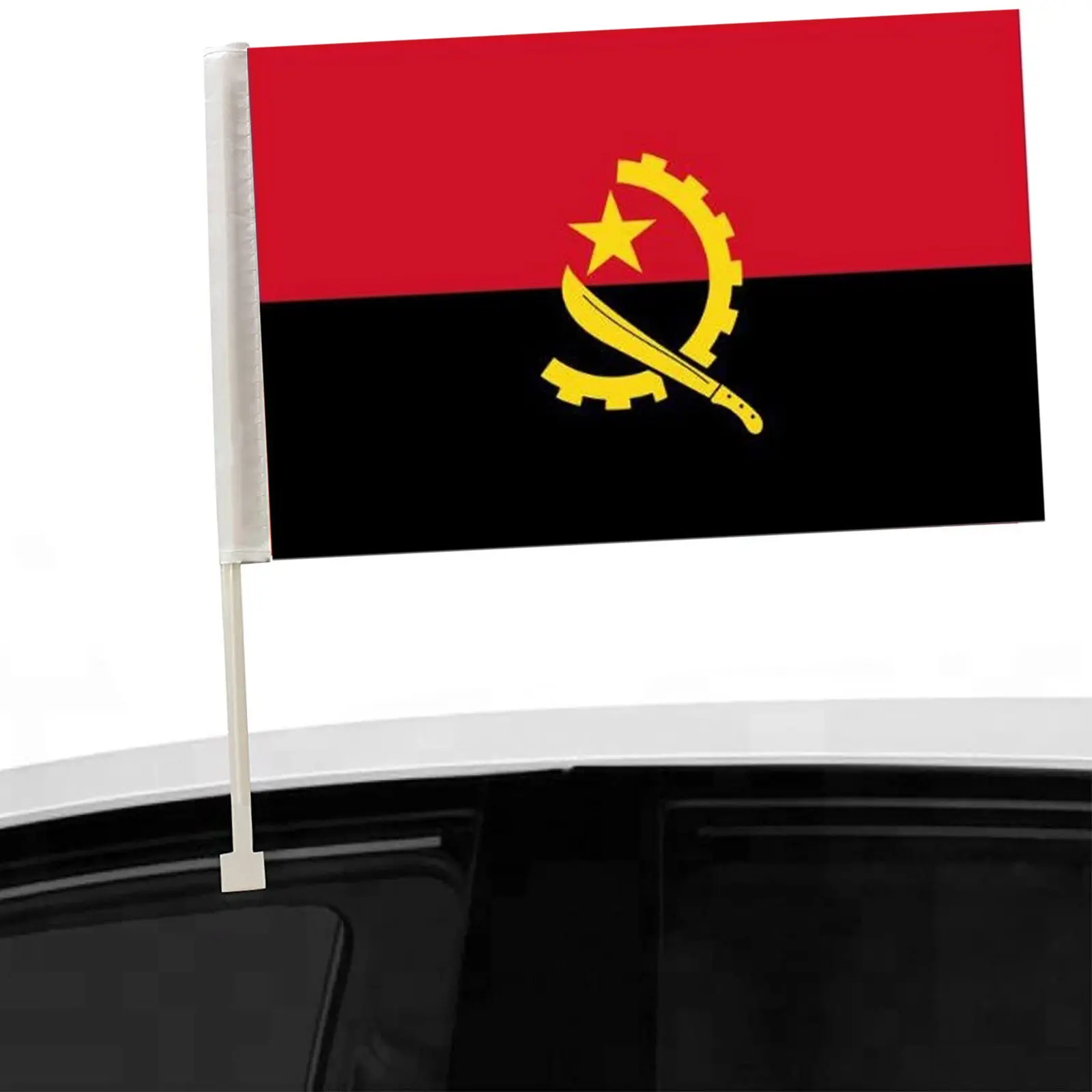 Huiyi Car Hood Flags promotion for Election Custom Printing National Angola Car Flag