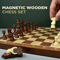 Jeu de société personnalisé 2 en 1, échecs et dames, échiquier avec pièces en bois, jeu d'échecs magnétique