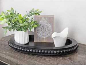 Đen Khay Gỗ Hạt Với Hạt Đồ Trang Sức Món Ăn Mỹ Phẩm Tổ Chức Phòng Tắm lộn xộn Gỗ Trang Trí Phục Vụ - Product Image 4