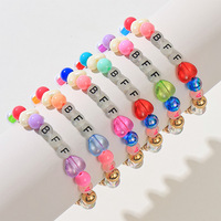 Bracelet en perles acryliques colorées tendance - Meilleurs amis - Lettres anglaises lumineuses - Bijoux pour enfants