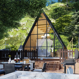 Modulare prefabbricata A doppio strato struttura in acciaio leggero A-Frame con soffitta triangolare Villa di lusso per <span class=keywords><strong>casa</strong></span> prefabbricata - Product Image 5