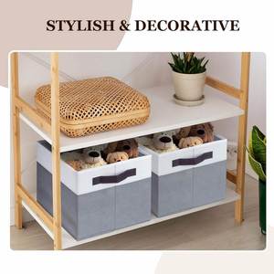 Cestas de tela plegables grandes con asas para organizar estantes y armarios - Product Image 3