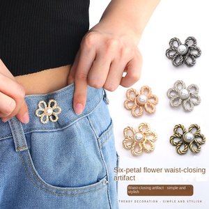 Fleur sans couture détachable taille corps ajustement serrer boucles réglage instantané <span class=keywords><strong>jean</strong></span> bouton broches pour pantalon - Product Image 1