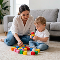Juego de Bloques de Construcción Magnéticos para Niños, Cubos de Colores Sólidos con Esquinas Redondeadas, Juguete Educativo de Construcción DIY, Regalo para Niños y Niñas