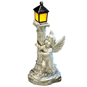 Vilead — Figurine artisanale de l'ange à énergie solaire, lumières led, décoration de jardin en résine