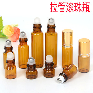Amber <b>Roller</b> Bottles 3-10ml With <b>Metal</b> Ball For Essential Oil Storage Recyclable Glass Container - Product Image 3