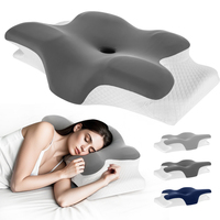 Oreiller cervical ergonomique pour soulager les douleurs au cou et aux épaules, en mousse à mémoire de forme, pour dormeurs latéraux, avec housse respirante en soie glacée