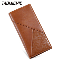 Dompet Pria TAOMICMIC Panjang dengan Nuansa Mewah, Ultra Tipis Bermotif Kulit Buaya, Kancing Tekan, Multi-Kompartemen untuk Koin