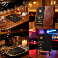 Cartes de table personnalisées imprimées en noir, cartes de menu pliables recto-verso avec accent doré pour café et commerce de détail