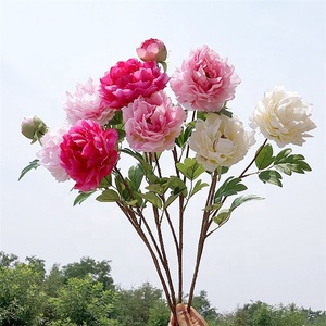 Flores de Peonía Artificiales Nórdicas INS al por Mayor, 3 Cabezas, Color Blanco y Rosa, para Decoración del Hogar y Bodas - Product Image 1