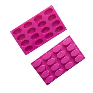 16-Cavities DIY Handmade Mini Silicone Oval Soap Molds for Travel, china wholesale silicone molds for candle making