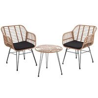 Ensemble de mobilier de salle à manger d'extérieur en rotin durable et personnalisable, trois pièces, pour villa, balcon, hôtel, table et chaises