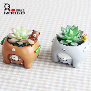 <span class=keywords><strong>Pot</strong></span> de plante succulente d'intérieur en résine Roogo, <span class=keywords><strong>pot</strong></span> à fleurs en forme de cochon coupé - Product Image 6