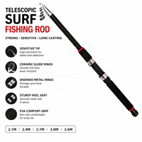 Canne à pêche télescopique robuste à action rapide avec poignée en EVA pour eau salée, pour la pêche au bar, à la carpe, aux crevettes, en fibre de verre, 2,1m-3,6m, avec guides en céramique et pointe sensible