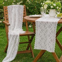 Chemin de table en dentelle florale brodée blanche de style bohème sur mesure pour la décoration de table de banquet de mariage, chemin de lit romantique