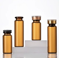 Flacons tubulaires en verre multi-volumes de style serti, transparents, ambrés, bruns, avec bouchon en caoutchouc et capuchon en aluminium, en stock