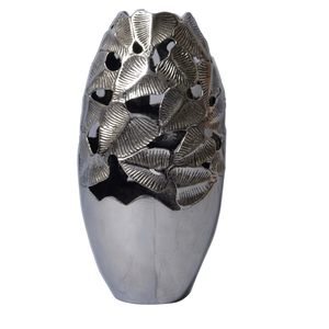 Jarrón de Mesa de Aluminio con Diseño Floral, Hecho a Mano, Ligero, de Boca Ancha, Decoración Zen Asiática - Product Image 1