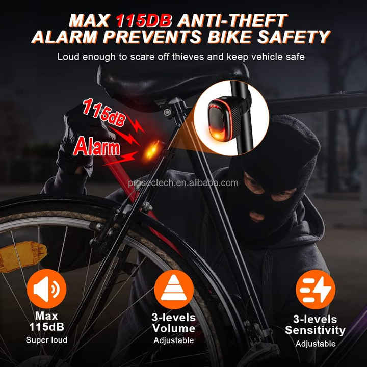USB Rechargeable Bike Tail Light - 5 LED Safety Rear Lamp Water Resistant Cycling