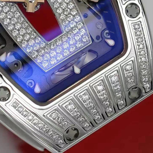 Montre de banquet pour <span class=keywords><strong>femme</strong></span>, design mode, cadran rouge lèvres, RM07-01, luxe, entièrement sertie de diamants, boîtier en forme de tonneau, mouvement automatique - Product Image 3