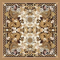 Tapis de mahjong américain vintage chinois motif lotus et nuage, tapis de mahjong carré antique à art floral oriental